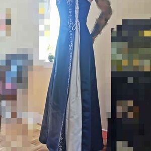 Elegant Blue and White Women's Dress